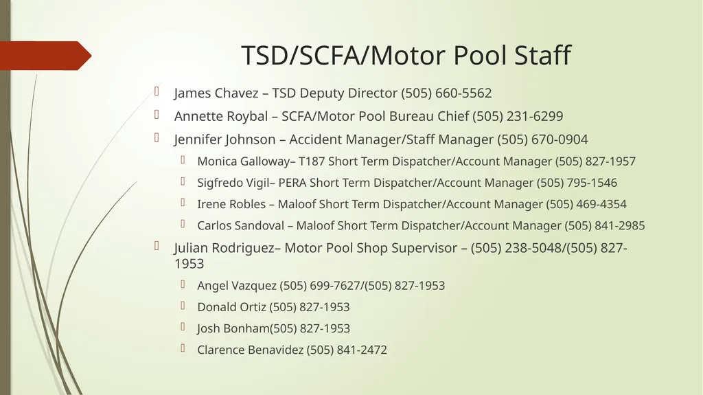Transportation Services Division/SCFA Mission: To - slide 2 of 20