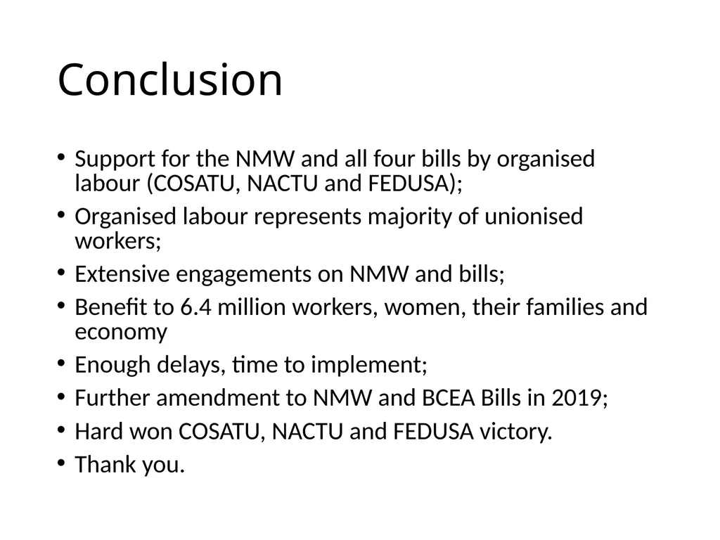 Joint Organised Labour COSATU FEDUSA NACTU - slide 31 of 31