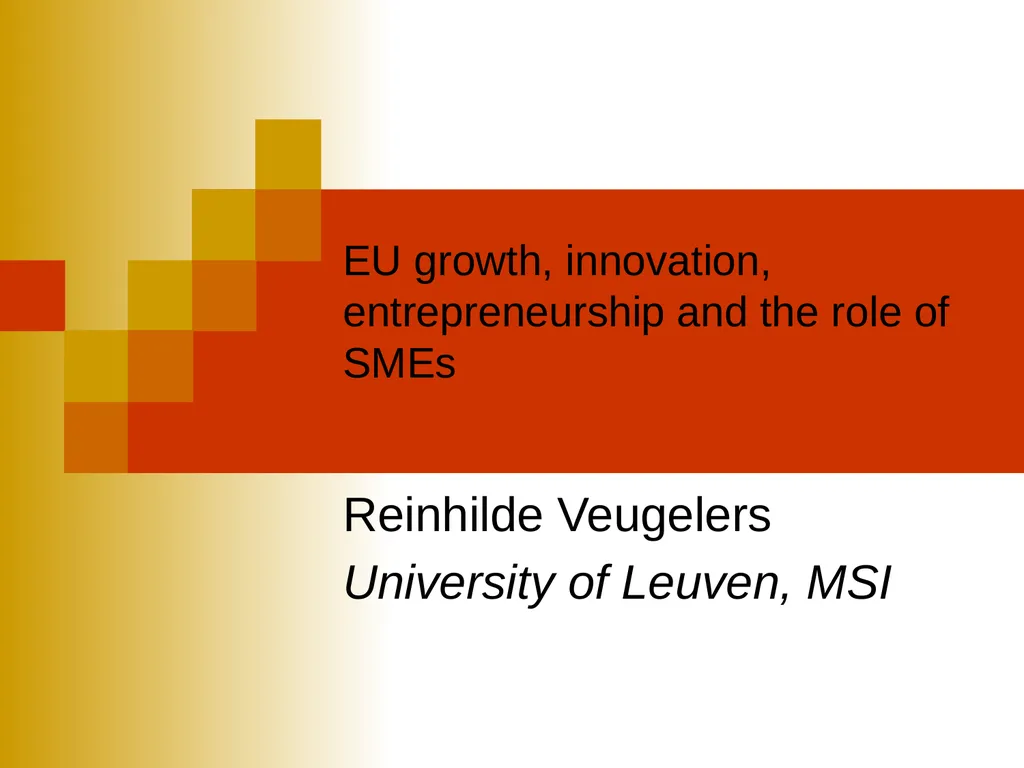 EU growth, innovation, entrepreneurship and the