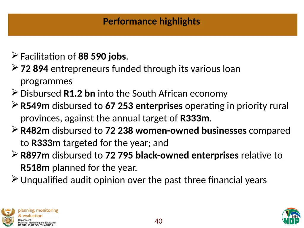 Presentation to the Portfolio Committee on Small - slide 40 of 43