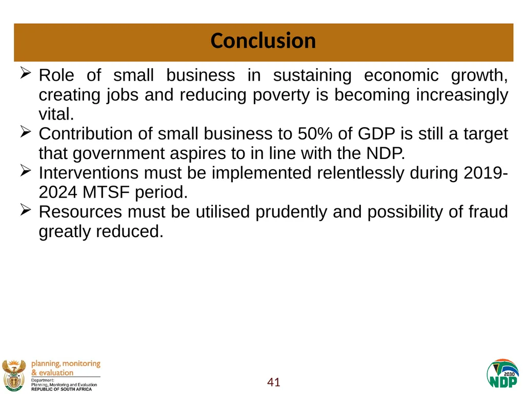 Presentation to the Portfolio Committee on Small - slide 41 of 43