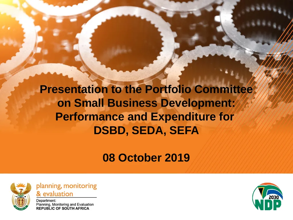 Presentation to the Portfolio Committee on Small - slide 1 of 43