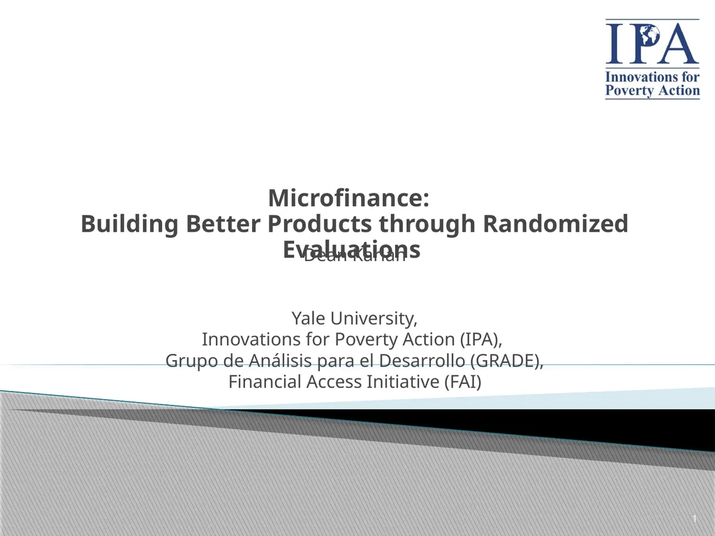 Microfinance: Building Better Products through - slide 1 of 29