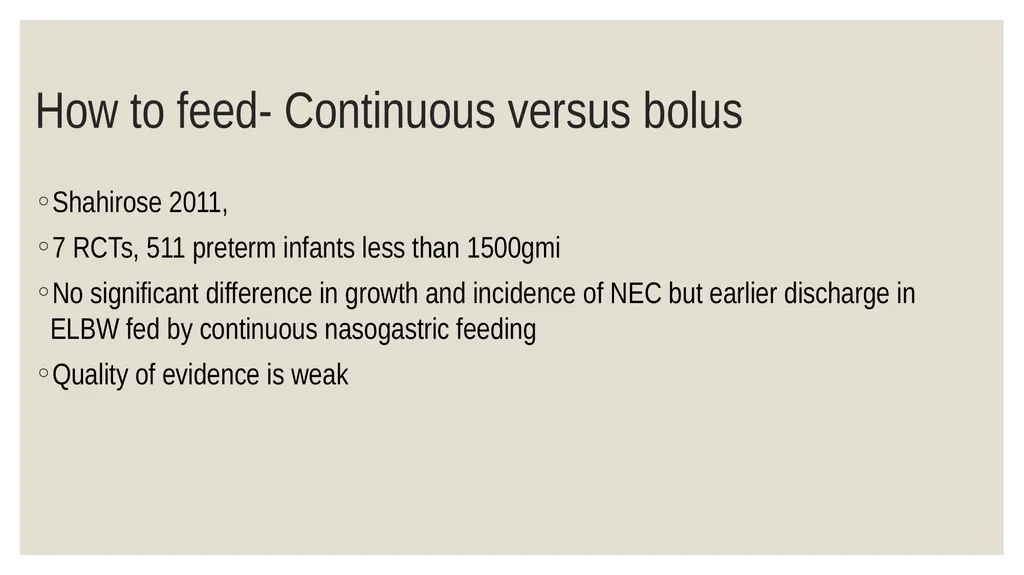 Systematic review: feeding practices for LBW - slide 17 of 21