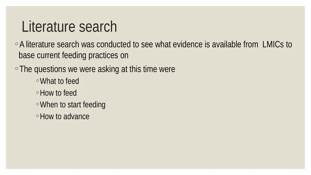 Systematic review: feeding practices for LBW - slide 3 of 21