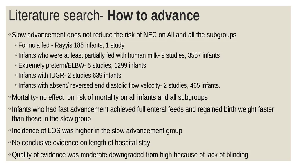 Systematic review: feeding practices for LBW - slide 14 of 21