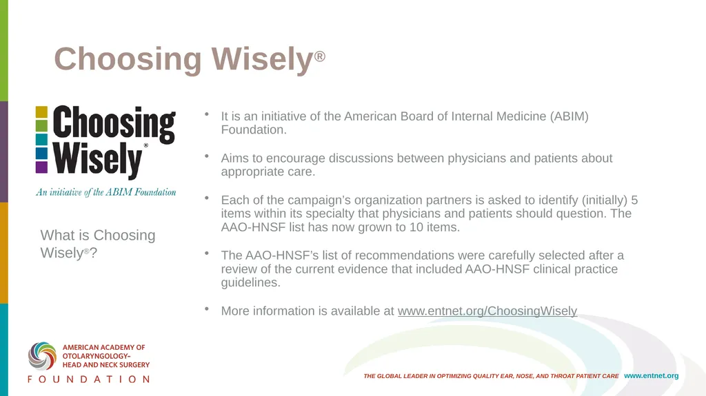 AAO-HNSF Clinical Practice Guideline: Improving - slide 42 of 46