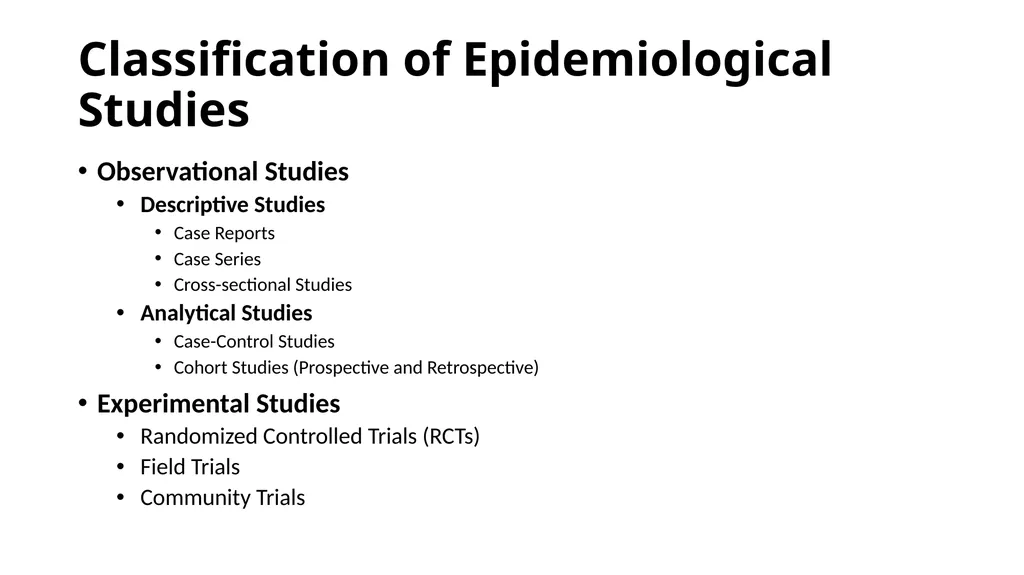 Classification of Epidemiological Studies - slide 5 of 14