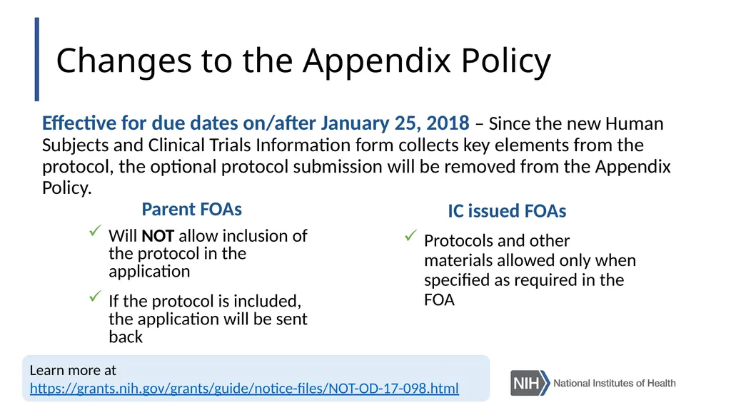 Doing Human Subjects Research? Changing NIH - slide 21 of 31
