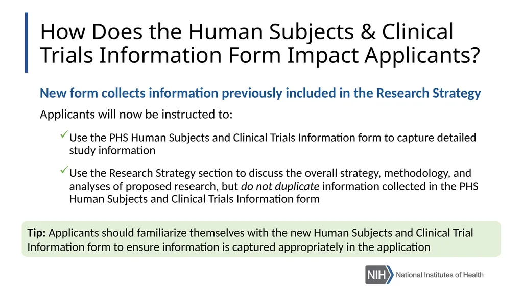 Doing Human Subjects Research? Changing NIH - slide 20 of 31
