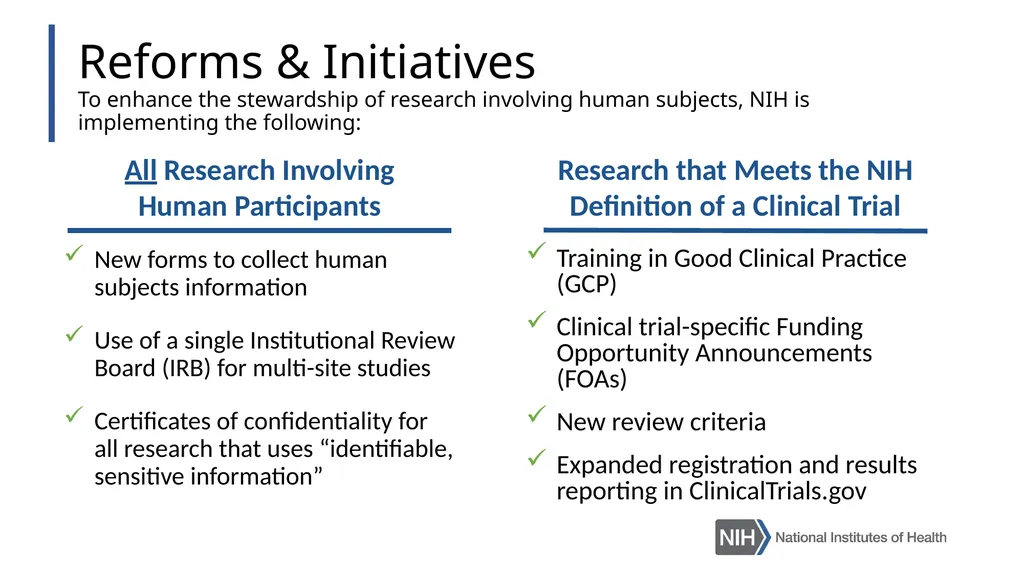 Doing Human Subjects Research? Changing NIH - slide 3 of 31