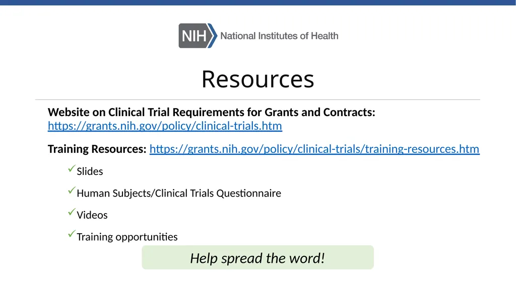 Doing Human Subjects Research? Changing NIH - slide 31 of 31