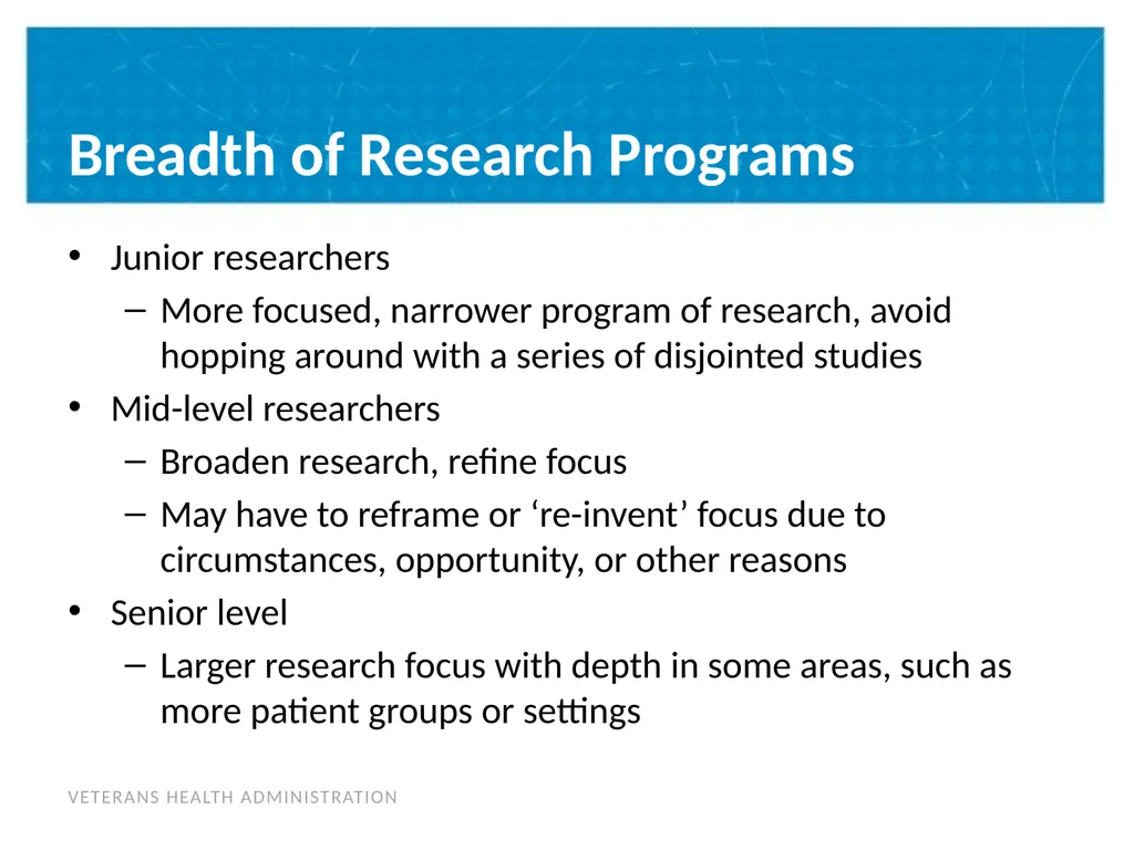 Building a Program of Research & Post-Doctoral - slide 6 of 24