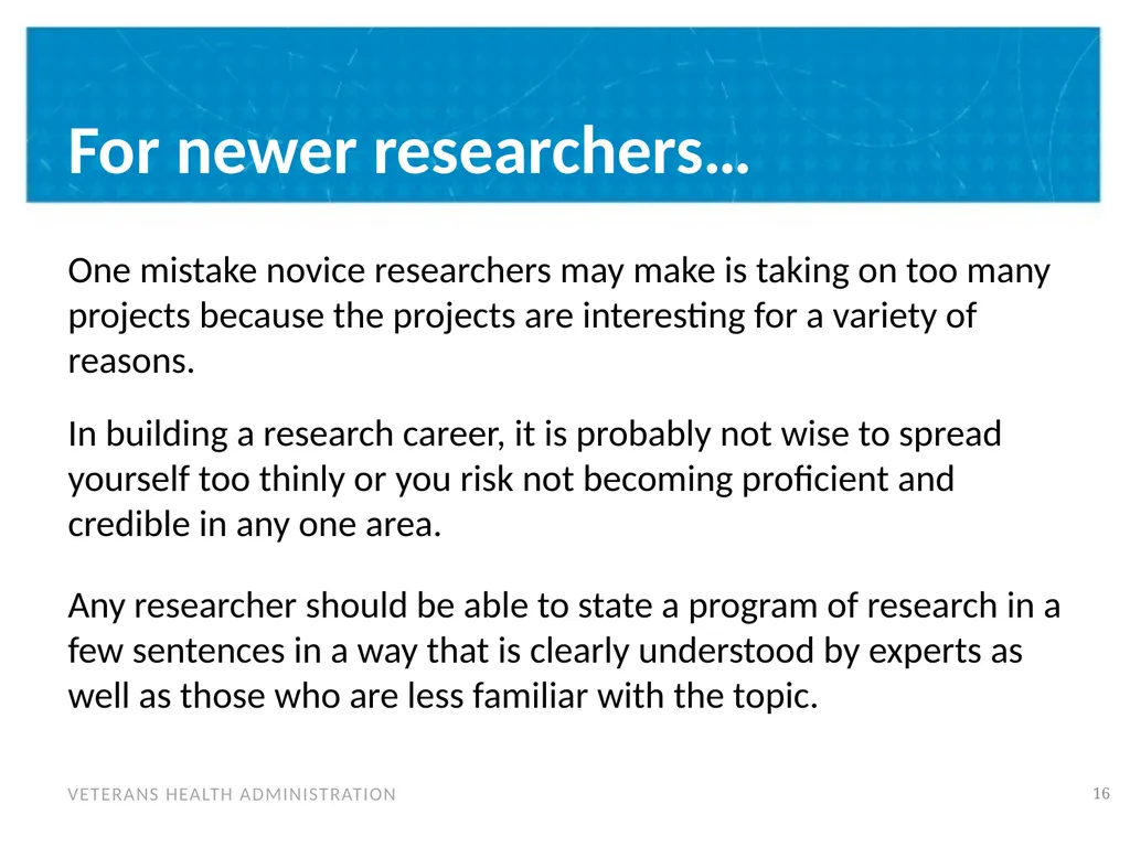 Building a Program of Research & Post-Doctoral - slide 16 of 24