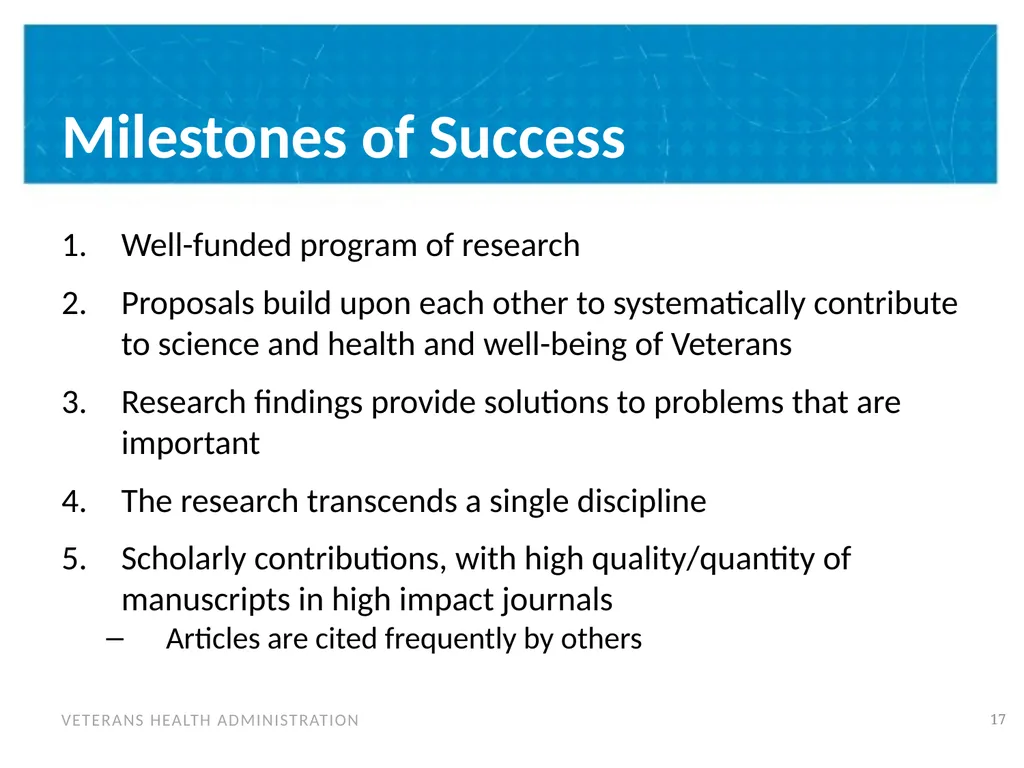 Building a Program of Research & Post-Doctoral - slide 17 of 24