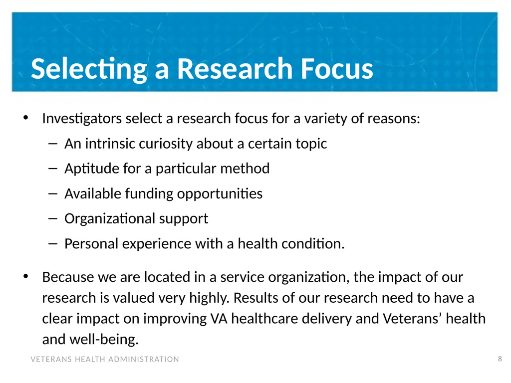 Building a Program of Research & Post-Doctoral - slide 8 of 24