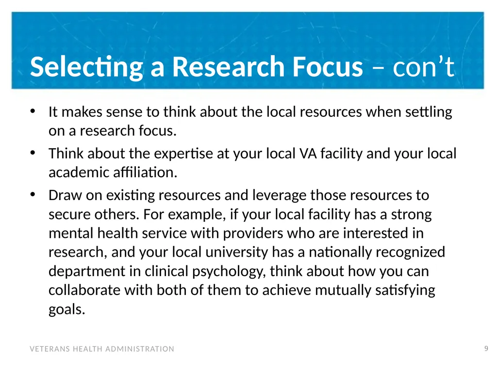 Building a Program of Research & Post-Doctoral - slide 9 of 24