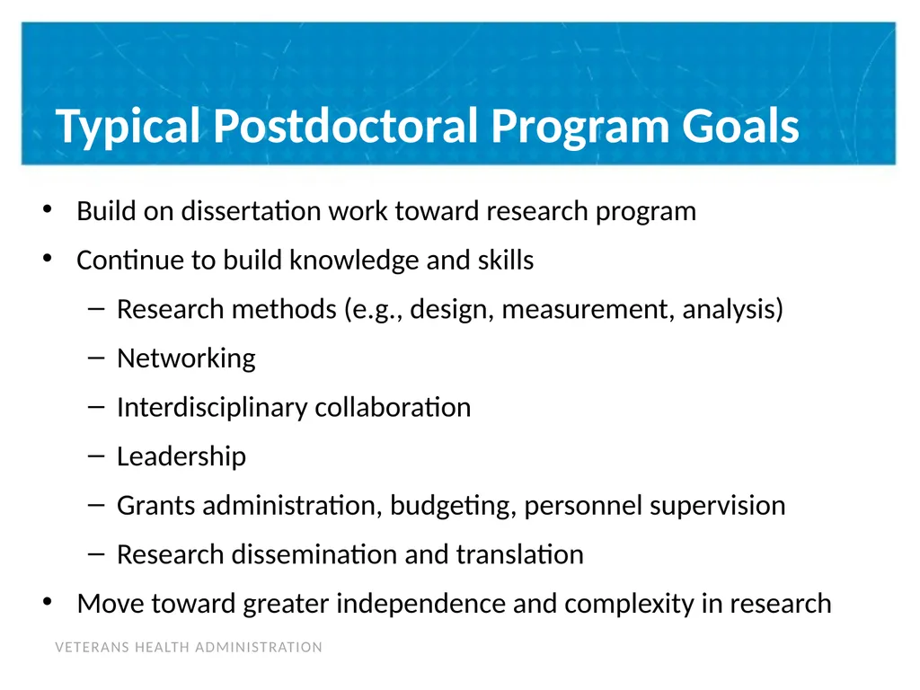 Building a Program of Research & Post-Doctoral - slide 20 of 24