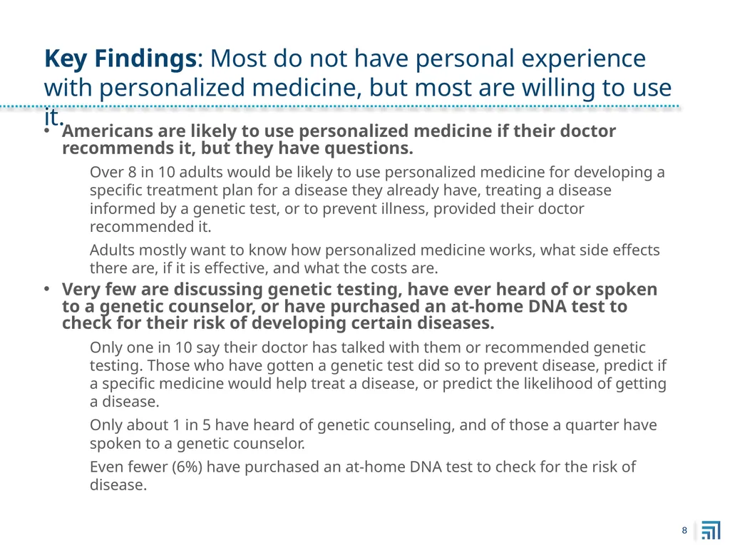 Public Perspectives on Personalized Medicine - slide 8 of 49