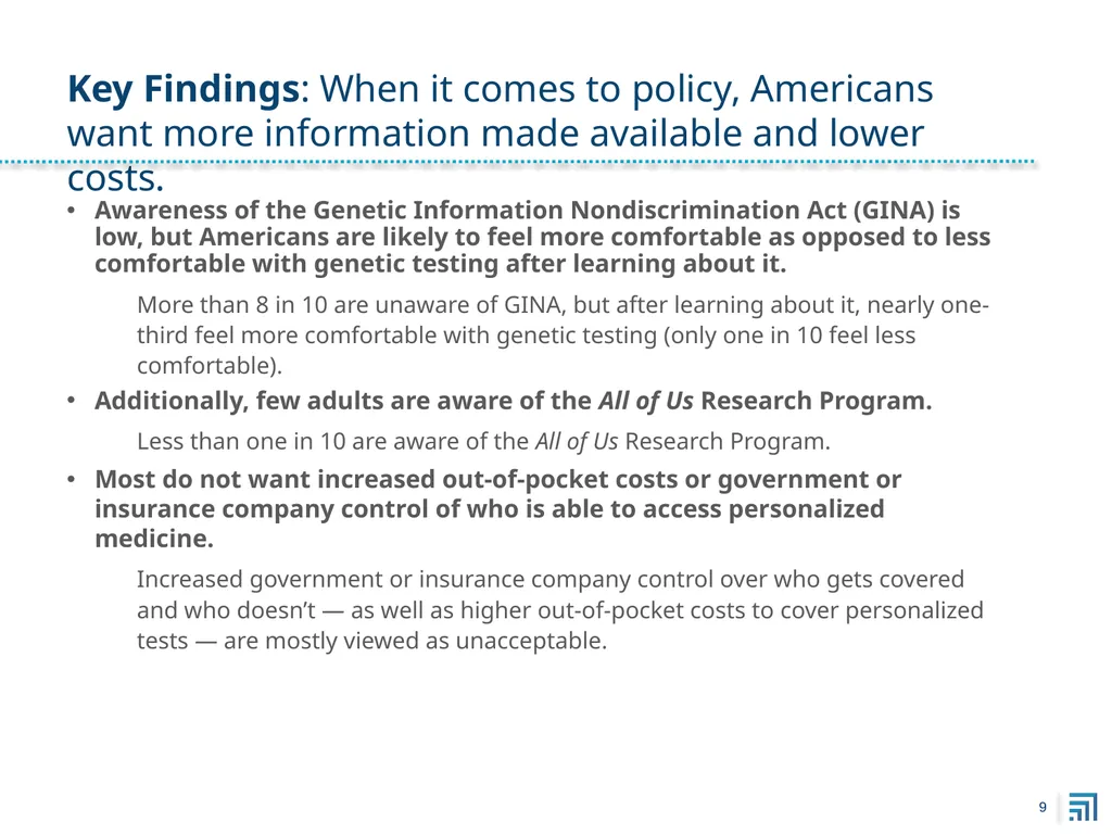 Public Perspectives on Personalized Medicine - slide 9 of 49