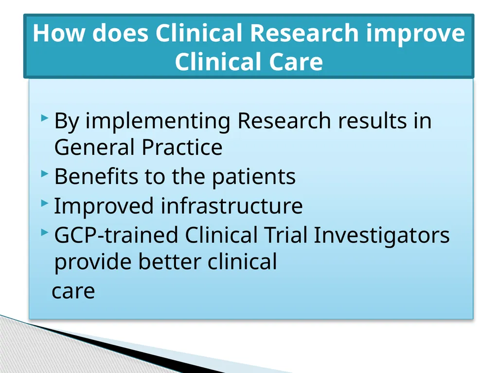 Clinical Research Contribution towards improving - slide 6 of 8