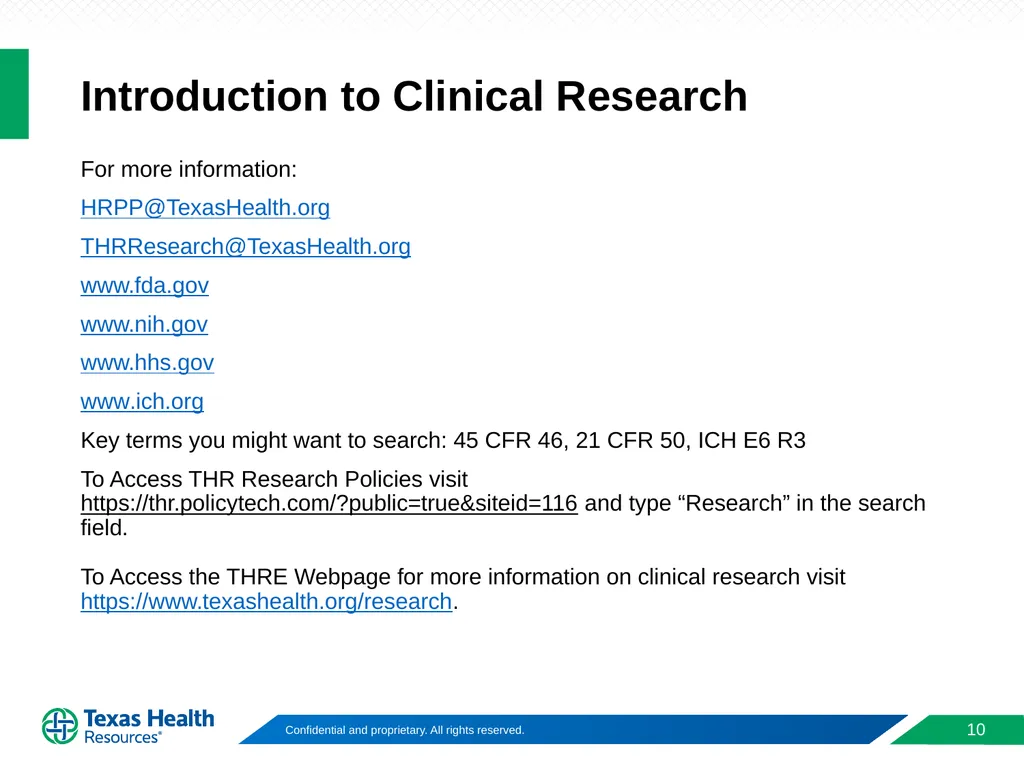 Introduction to Clinical Research Presenting: This - slide 10 of 10