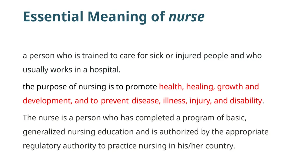 Definitions of Nursing Dr. Shukir Saleem Certain - slide 3 of 25