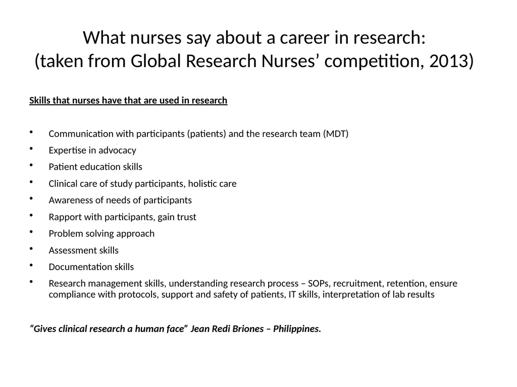 Nursing research or research nursing? Two separate - slide 45 of 49