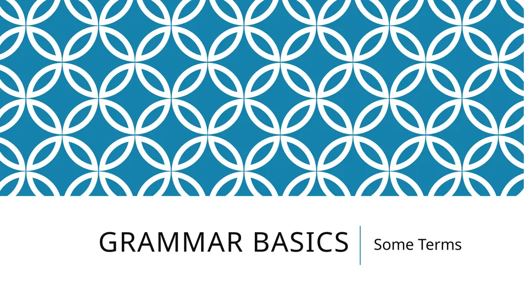 Grammar Basics Some Terms Why Learn Grammar?