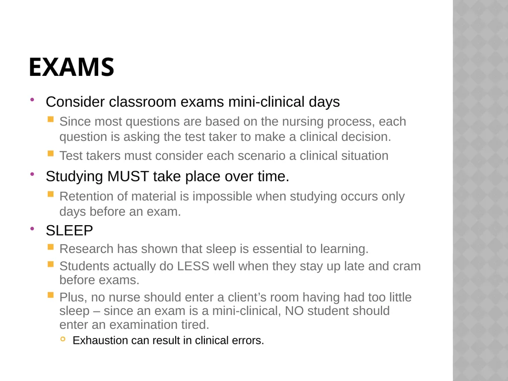 Studying nursing: Study Skills and Test-taking - slide 7 of 9