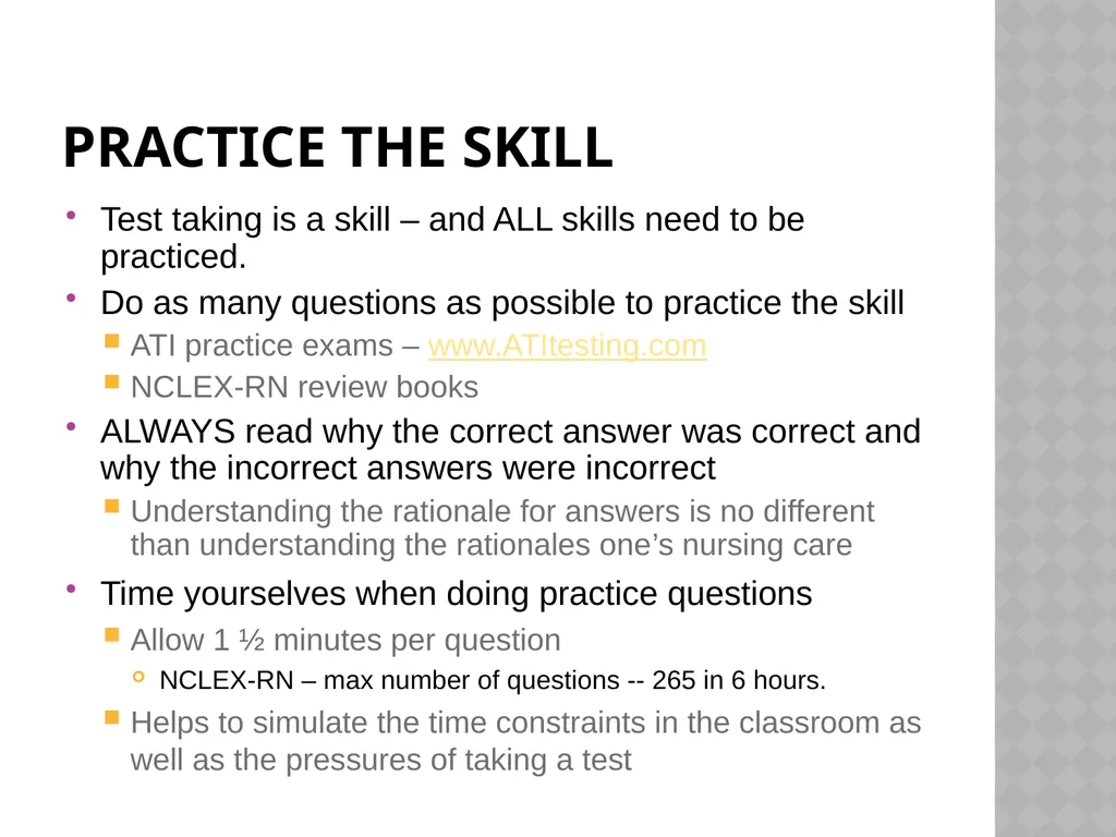 Studying nursing: Study Skills and Test-taking - slide 9 of 9