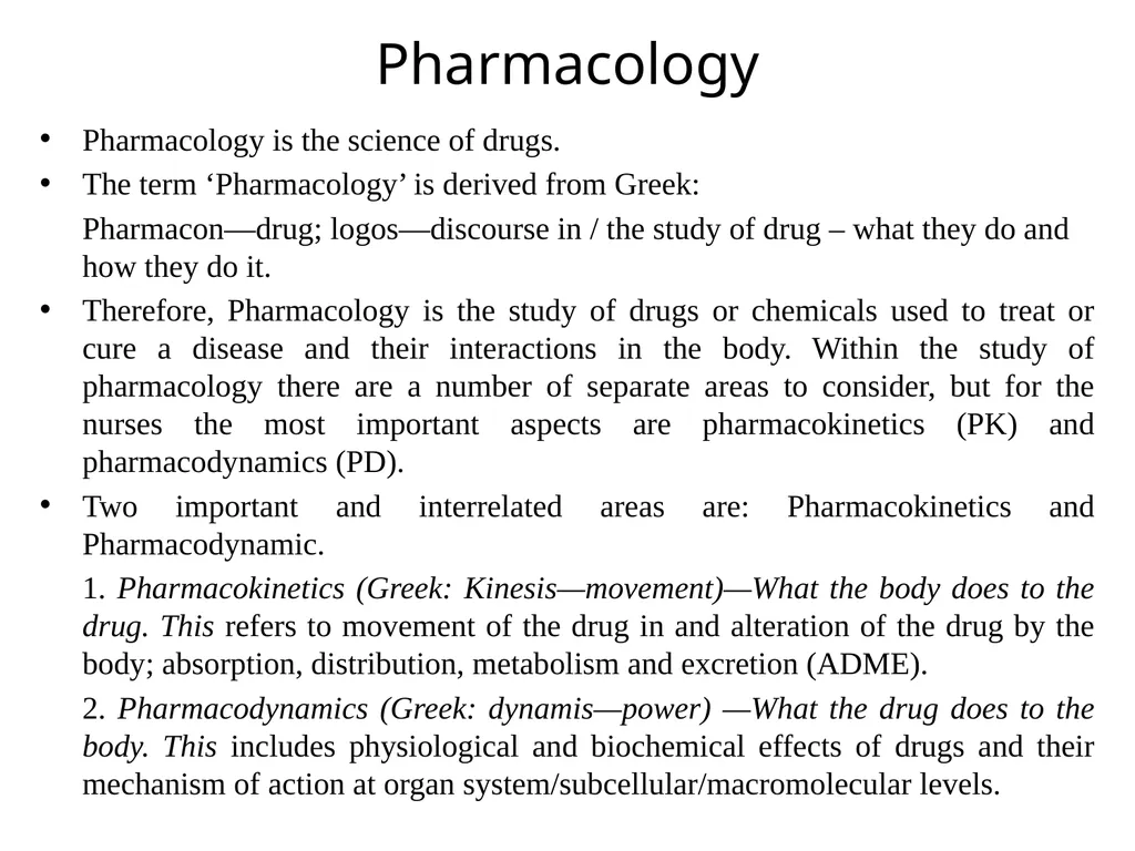 Introduction & Scope of Pharmacology Subject: - slide 2 of 7