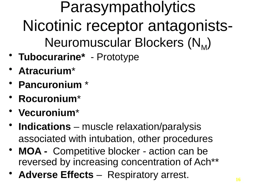 Pharmacology of the Autonomic Nervous System Part - slide 16 of 44