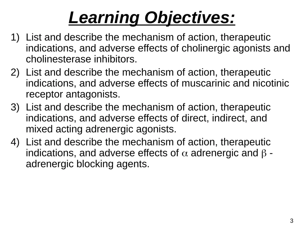 Pharmacology of the Autonomic Nervous System Part - slide 3 of 44