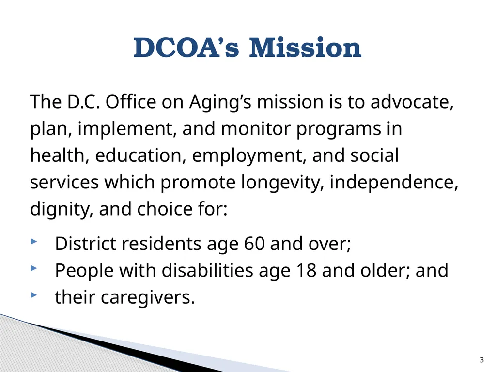 D.C. Office on Aging Ambassador Training 500 K - slide 3 of 39