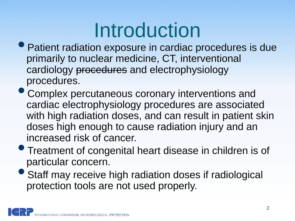 Radiological Protection in Cardiology ICRP - slide 2 of 25