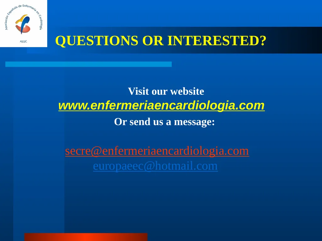 SPANISH ASSOCIATION OF NURSES IN CARDIOLOGY (SANC) - slide 15 of 19