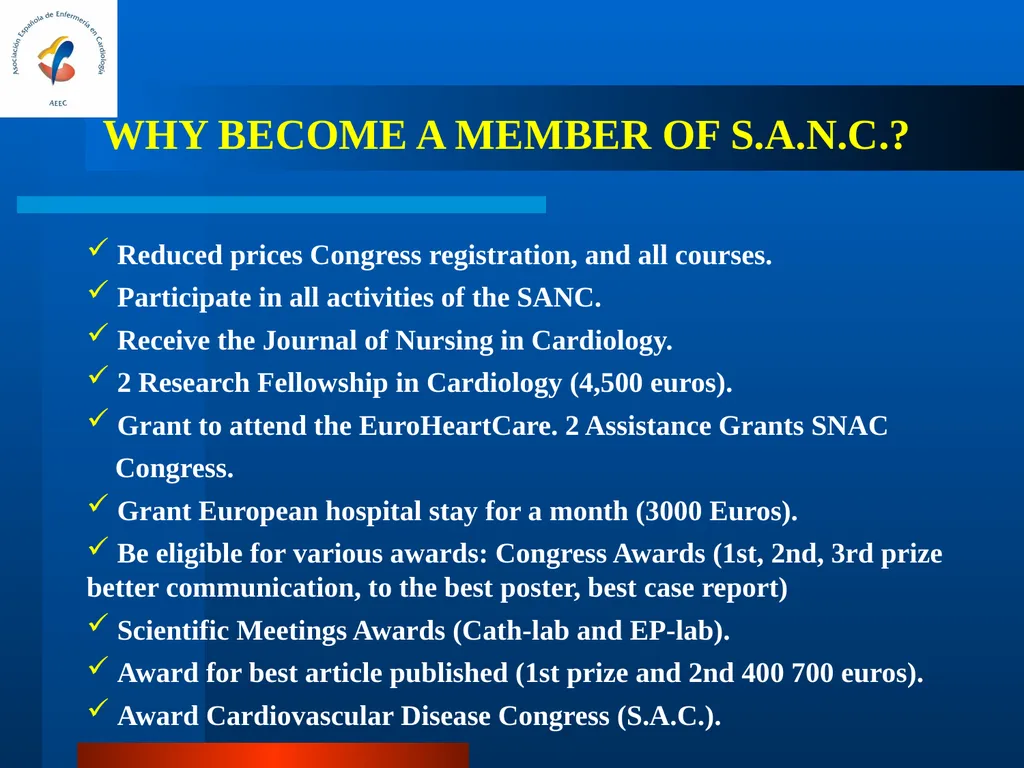 SPANISH ASSOCIATION OF NURSES IN CARDIOLOGY (SANC) - slide 14 of 19