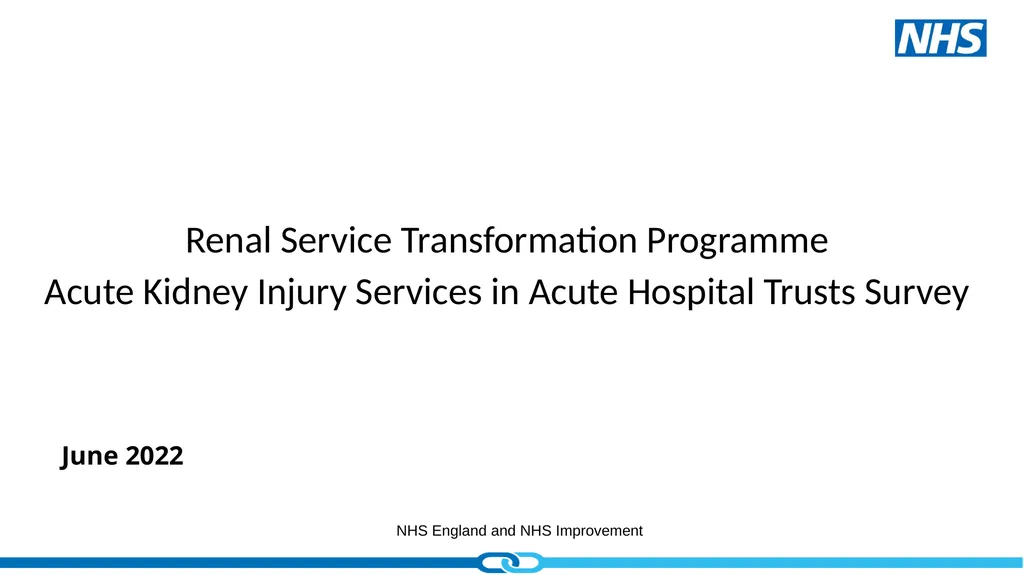 Renal Service Transformation Programme Acute