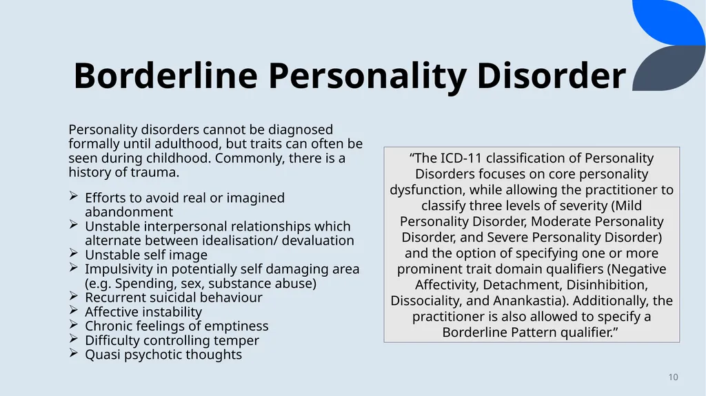 Psychiatry for Finals Dr Eleanor Morris, - slide 10 of 26