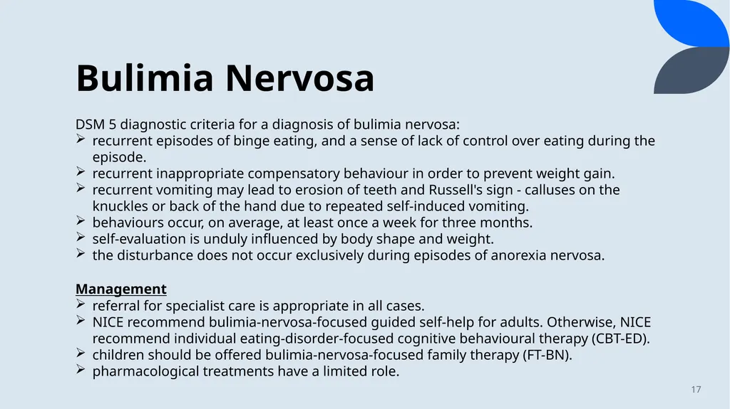 Psychiatry for Finals Dr Eleanor Morris, - slide 17 of 26