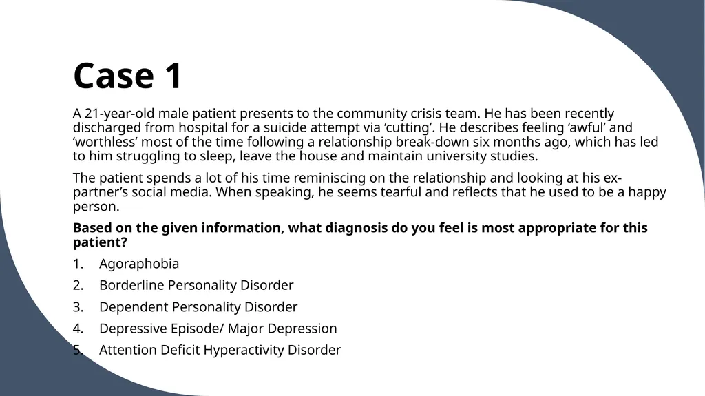Psychiatry for Finals Dr Eleanor Morris, - slide 5 of 26