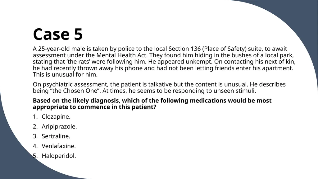 Psychiatry for Finals Dr Eleanor Morris, - slide 21 of 26