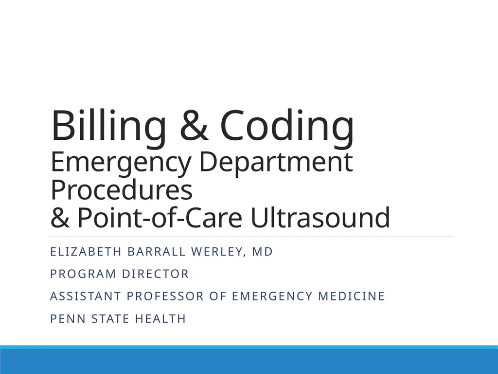Billing & Coding Emergency Department Procedures & - slide 1 of 41
