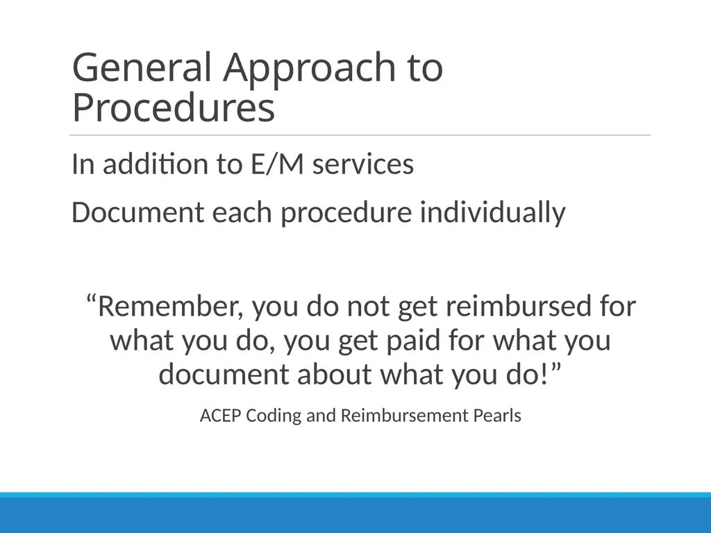 Billing & Coding Emergency Department Procedures & - slide 6 of 41