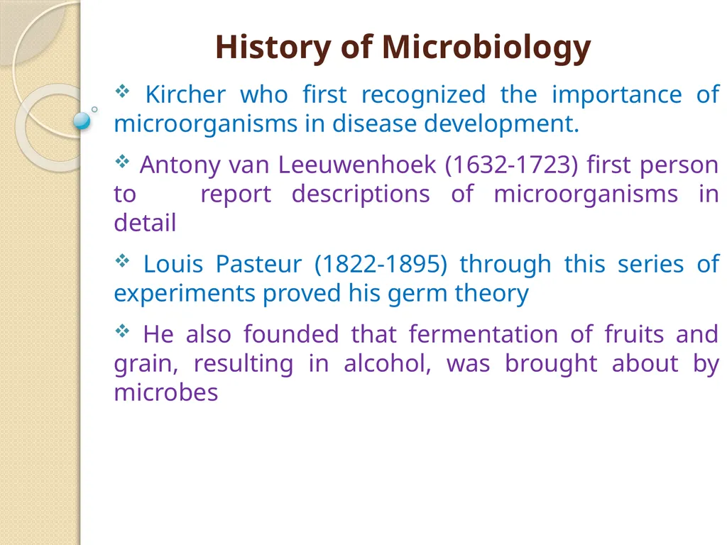 MICROBIOLOGY Introduction: Micro = small, bio = - slide 3 of 11
