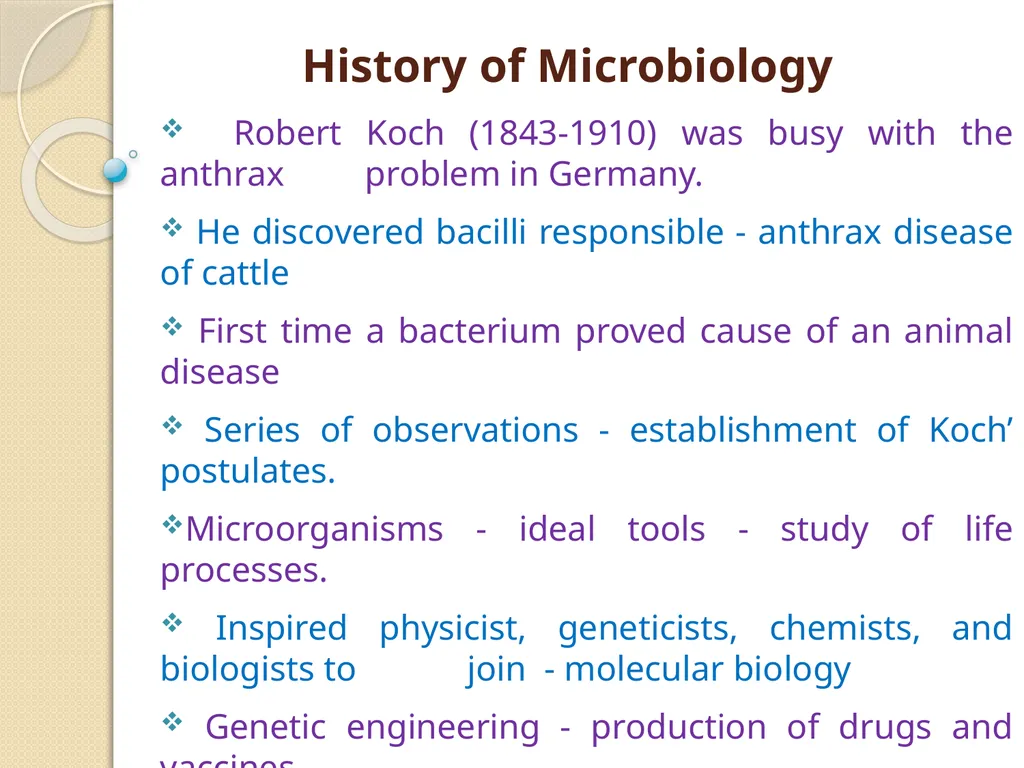 MICROBIOLOGY Introduction: Micro = small, bio = - slide 4 of 11