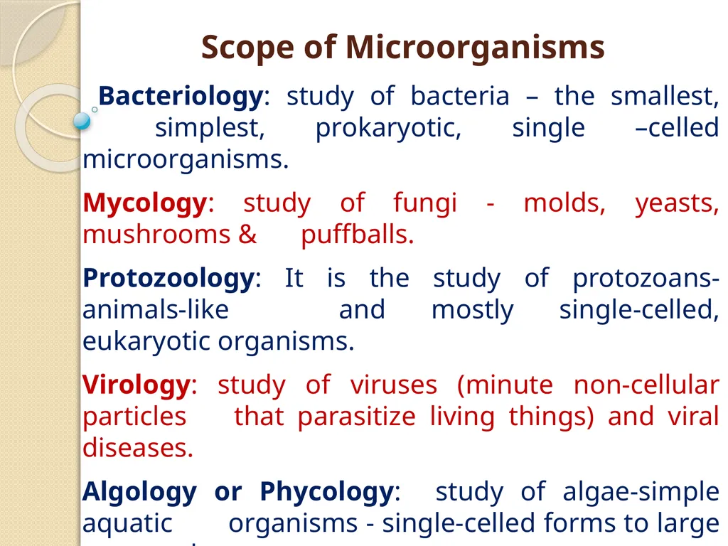 MICROBIOLOGY Introduction: Micro = small, bio = - slide 6 of 11