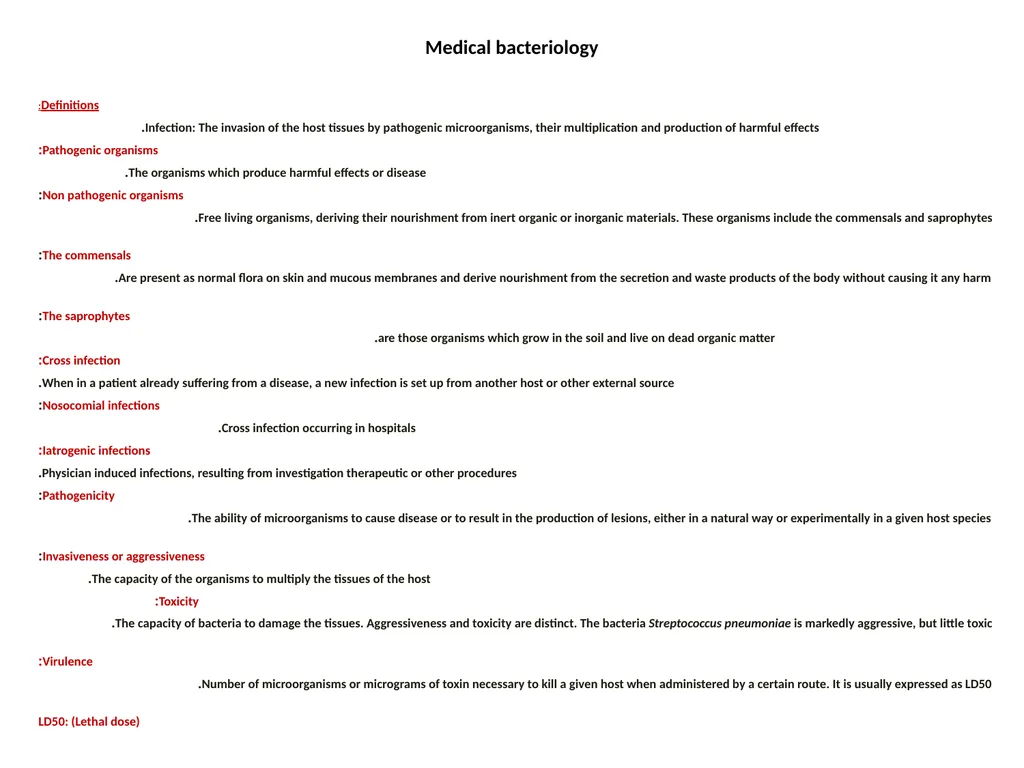 Medical bacteriology Definitions: Infection: The - slide 1 of 6