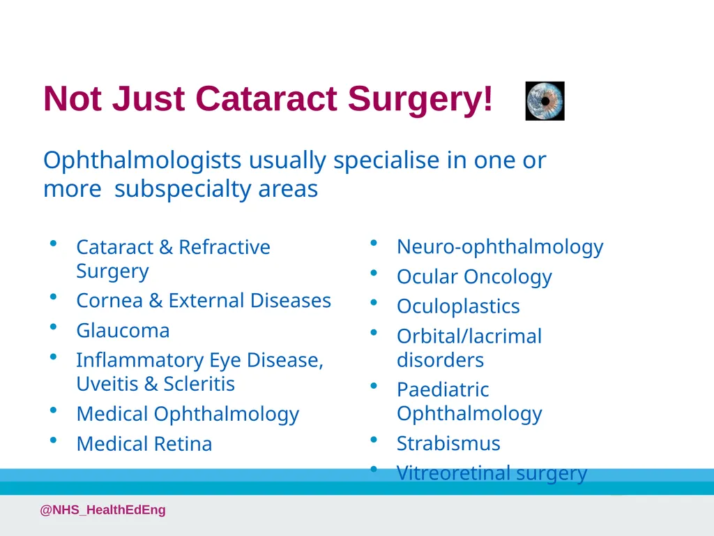 A Career in Ophthalmology @NHS_HealthEdEng - slide 6 of 25